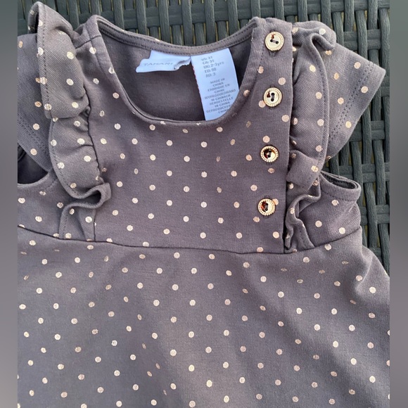 Tahari Girls Gray Gold Polka Dot Dress Size 3T - Picture 11 of 12